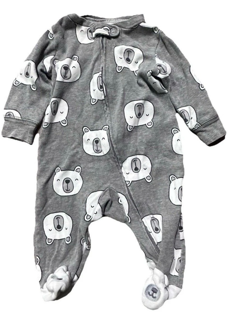 Baby Boy Footie Pajamas 2 Way Zipper Dinosaurs Bears Size 0-3 Months - Picture 2 of 8